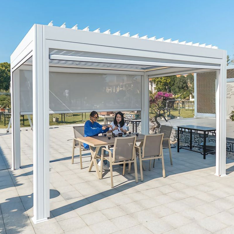 Motorized Retractable Aluminium Louvered gendheng Pergola